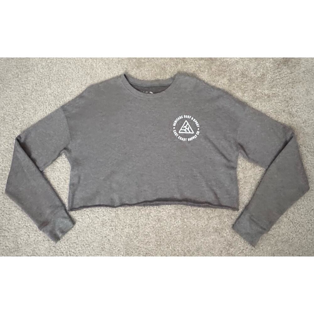 Heritage Surf & Sport Womens Gray Cropped Graphic Hoodie M Very Soft